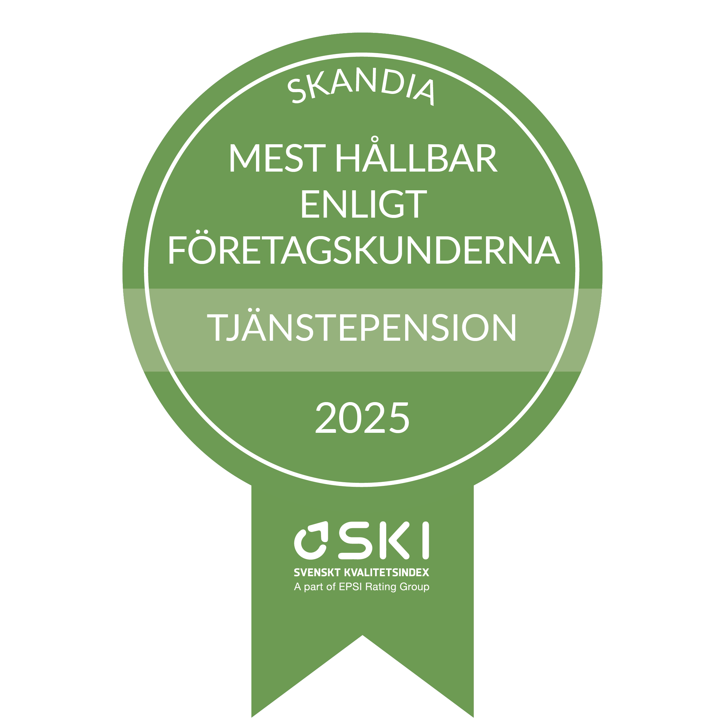 Utmärkelse Mest hållbar enligt företagskunderna tjänstepension 2025