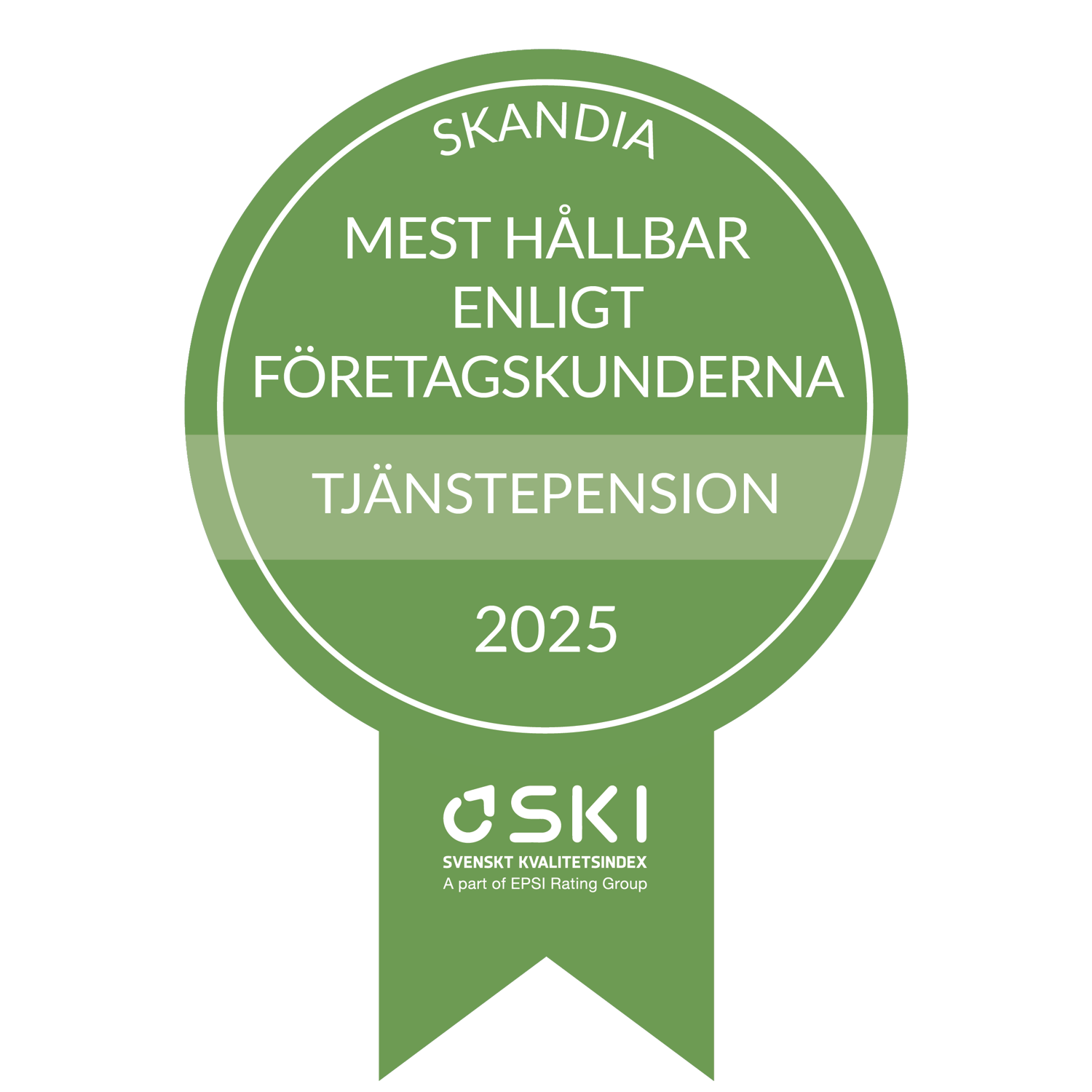 Utmärkelse Mest hållbar enligt företagskunderna tjänstepension 2025