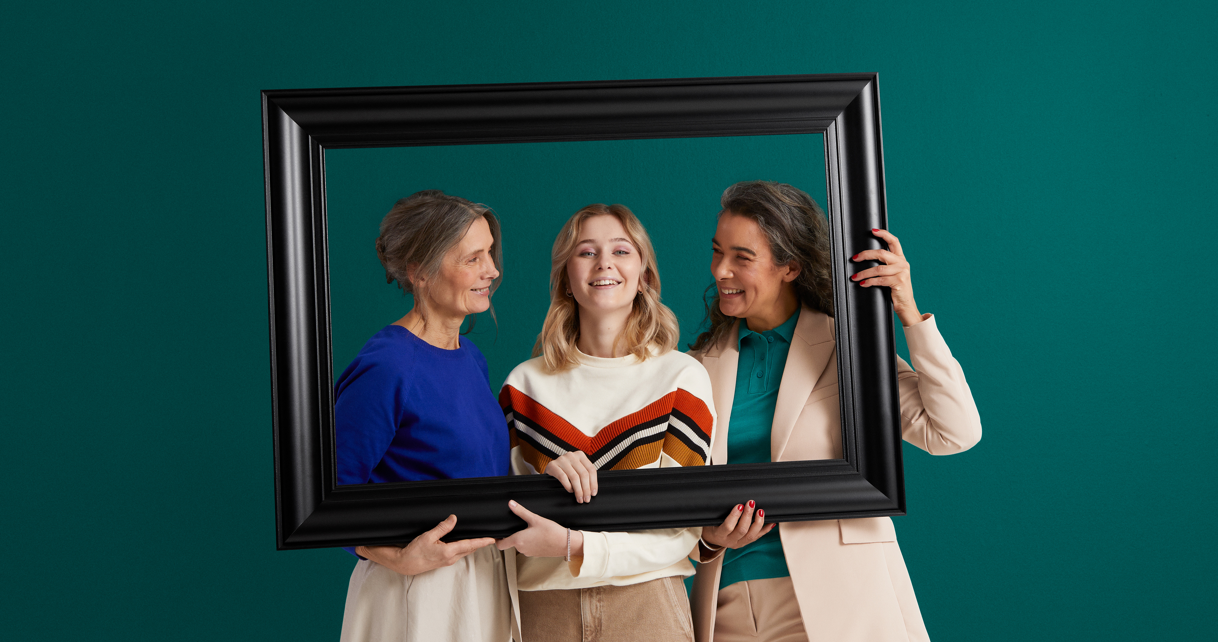 Stor familj Tre generationer av tjejer